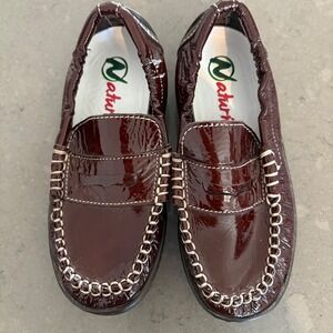 Naturino Toddler Burgundy Brown Patent Leather‎ Loafers Slip-On Comfortable 11